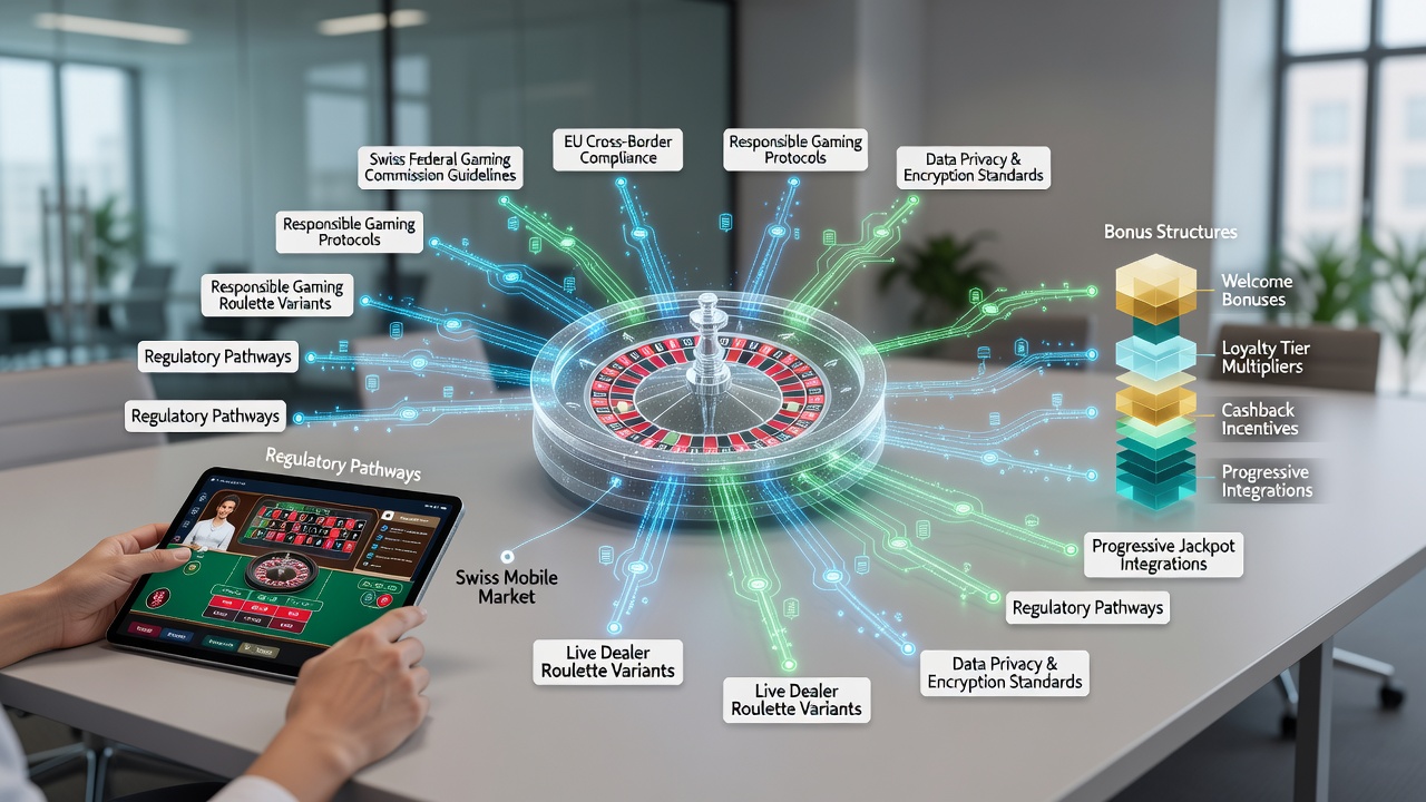 Mobile screen displaying live roulette table with bonus terms overlay in Swiss German and French